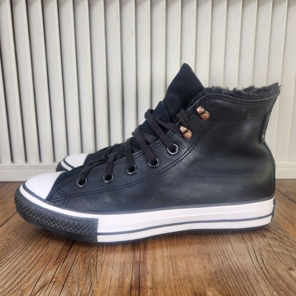 Converse CTAS Winter Gore-Tex GTX Womens Size 7.5 Black Leather Lined High Shoes - Picture 3 of 9